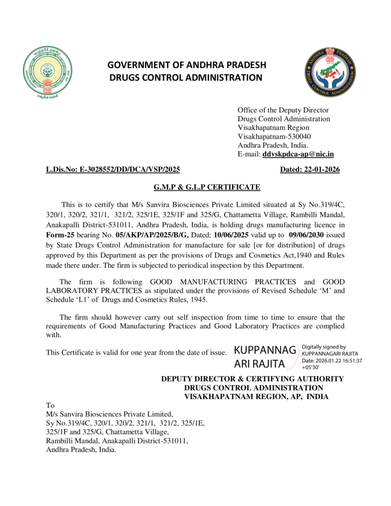 GMP and GLP Certificate