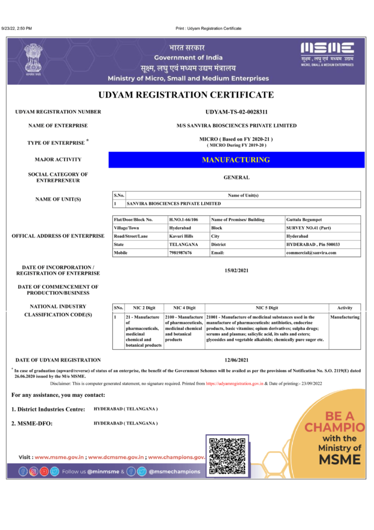 MSME Udyam Certificate