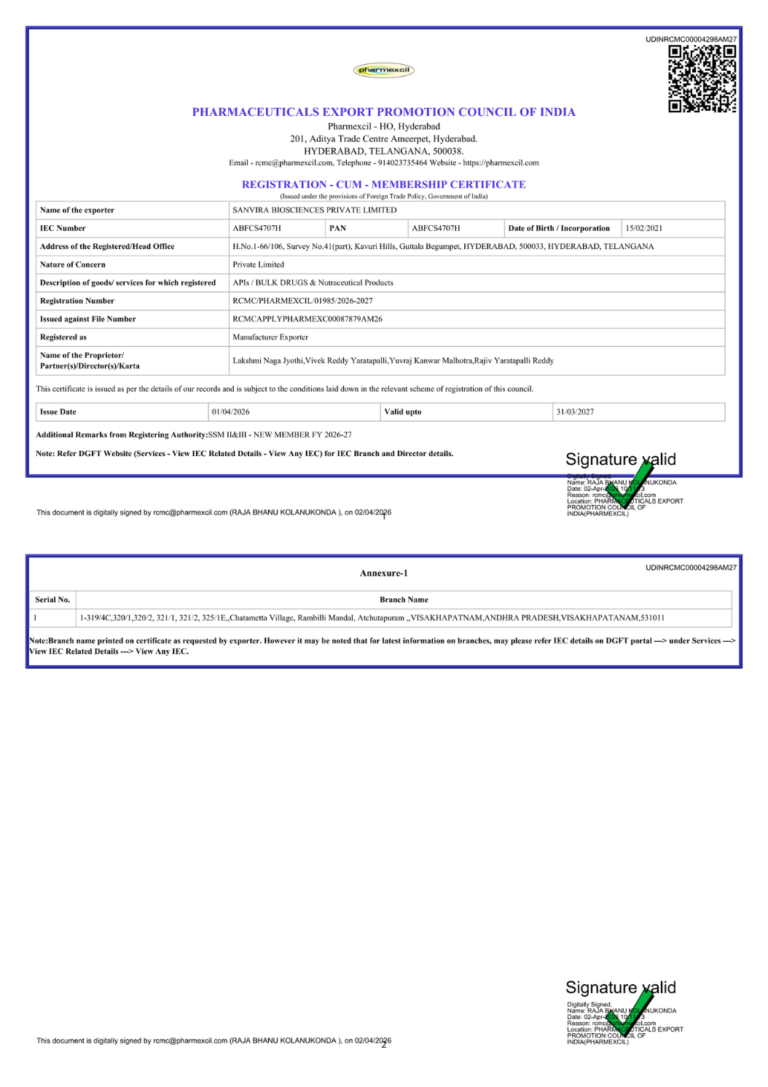 RCMC Certificate-Pharmaexcil